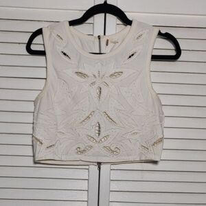 Free People Cream Cropped Tank